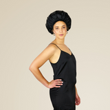 Satin Lined Nighttime Hair Bonnets with EdgeProtect™ (Black Satin)