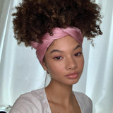 Satin Head Scarf for Naturally Curly Hair (Pink)