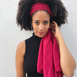Satin Head Scarf for Naturally Curly Hair (Red)